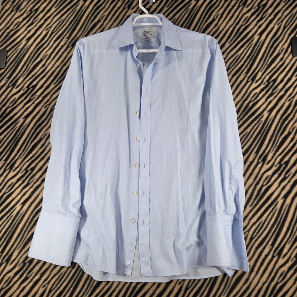 Charles Tyrwhitt Mens Dress Shirt Light Blue French Cuff Classic Fit 16.5 35
